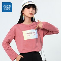 긴팔쭉티 정말 Wies 여성의류 가을 면 평결 라운드넥 이니셜 플라워 프린팅 긴티 2395580662