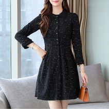 여성 스럽고 차분한 분위기 봄 여름 여자 프릴넥 허리끈 A라인 미니 원피스(무릎길이)