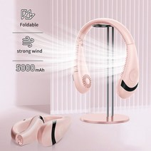 무시동에어컨 차량용 화물차용 가정용 무시동에어컨 이동식xiaomi 교수형 목 팬 휴대용, 5000mah 핑크