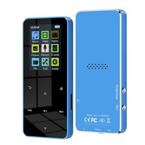 MP3 플레이어 new1.8 인치 금속 터치 mp4 음악 블루투스 4.2 지원 카드 fm 알람 시계 보수계 전자 책 내장 스피커 포함, 협력사, 32GB, 푸른