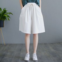 여성 빅사이즈 반바지 와이드 5부바지 면 마 치마바지 SFW0307027