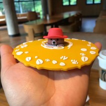 스타벅스 캐릭터 곰돌이 실리콘 비말 머그컵 뚜껑, 파틴베어 11cm 세트