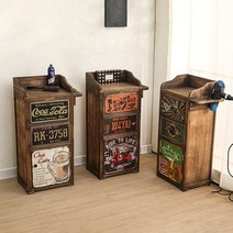 빈티지 감성 바버샵 미용실 헤어 캐비닛 수납장 서랍, 바퀴 37x27x90cm A