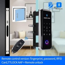 안면인식도어락 얼굴인식도어락 지문 블루투스 TTLOCK 앱 RFID 카드 코드 전자 스마트 잠금 프레임 프레임리스 유리 슬라이딩 도어 키리스 배선 없음, 05 single remot control