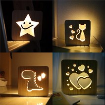 토브스 LED 나무 무드등 대형 (190mm x 190mm), 웃는별