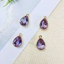 헤세드 크리스탈 수정 물방울 펜던트, 퍼플