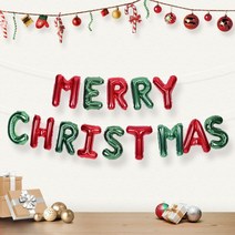 은박풍선세트 MERRY CHRISTMAS 레드앤 그린, 실버 1세트