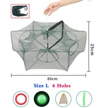 낚시 그물 망 태클케이지 접는 가재 포수 캐스팅물고기 네트워크 게가재새우빙어 트랩 자동 ​​메쉬, 크기 l 6 구멍