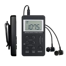 SWDSTP AM/FM 개인용 휴대용 라디오 디지털 튜닝 LCD 디스플레이가 있는 포켓 라디오 스테레오 이어폰이 있는 충전식 워크맨 라디오 걷기 조깅용 탈착식 백 클립이 있