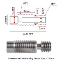 2/1Pcs 티타늄 합금 Bi-metal E3D V6 인후 Heatbreak 황동 구리 도금 Hotend Bimetallic For Prusa i3 MK3 1.75MM, [01] 1pc V6 Throat, [01] Titanium alloy V6