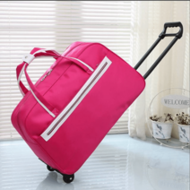 바퀴달린보스턴백 2박3일여행가방 이동식 고속버스 수하물 제주도 가벼운 파견, 라지 56*25*35cm, 로즈 와이드