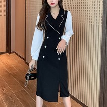 Amaethon 가을 여성 오피스룩 정장 미디 자켓 원피스