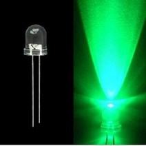 아두이노 LED(5파이 5mm 고급 고휘도 투명 녹색 LED GREEN 발광다이오드), 묶음(100개)