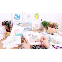 영유아색칠하기키트 민화캔버스액자 5개 수업재료 상상력 영유아미술 어린이집수업, 부엉이