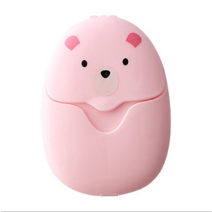 핑크JYA 휴대용 일회용 종이 비누 1개 50pcs 색상 핑크 그린 블루, 핑크