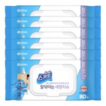 스카트 잘닦이는 세정 티슈 80매 X 6개