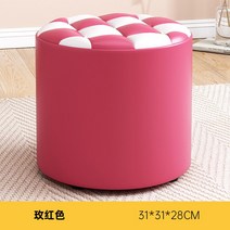 촬영용 라탄 다리 현관 화장대 스툴 사진관 카페 안방 보조의자 공방 주방, [로즈 원목 프레임+가죽] 31x31x28cm