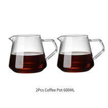 드립 커피 포트 유리 범위 서버 주전자 브루어 바리스타 퍼콜레이터, 2Pcs 600ML
