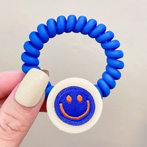 무선 호출 기계클라인 블루 여자 머리띠 전화선 Hairbands 넥타이 포니 테일 탄성 고무 밴드 귀여운 스마일, 01 1