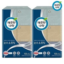 깨끗한나라 먼지적은 미용티슈 정사각 100매 6입X2팩