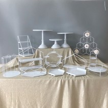 웨딩 디저트 케이터링 애프티눈 티 테이블 디스플레이, 화이트 9종세트 A