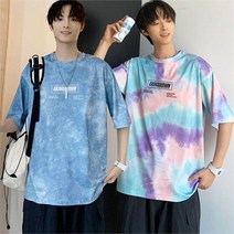 라일리 라일리 Rly 라운드넥 물감 번짐 스트릿 패션 남자 반팔 티셔츠 (9656530)