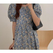빅사이즈 꽃무늬 원피스 빈티지 베이지 긴 꽃 주름 드레스 여성 여름 라운드 칼라 느슨한 높은 허리 라인