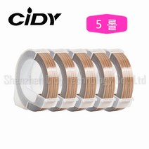 Cidy 엠보싱 또각이 리필 테이프 9mm x 3M, 5롤, 우드