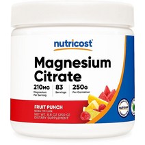 Nutricost 구연산 마그네슘 파우더 과일 펀치 500g, Unflavored, 8.8 Ounce (Pack of 1)