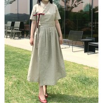 레드본견고름 철릭원피스 여성 봄 여름 가을 한복 생활한복 빅사이즈
