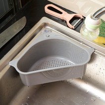 주방 싱크 필터 삼각형 여과기 배수 야채 과일 배수 바구니 흡입 컵 스폰지 랙 스토리지 필터 선반, 회색