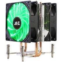 Cpu 방열판 팬 RGB 2 히트 파이프 3/4Pin Pwm 90mm 인텔 X79 X99 A 2011 3 Xeon E3 E5 쿨러 호환, 09 Green light 2Fan, 4Pin LGA2011