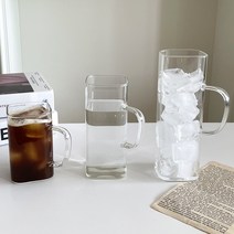 내열유리 사각 머그컵 카페유리잔 카페 유리컵 투명 머그잔, 500ml 대