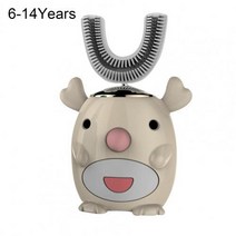 전동칫솔 USB 초음파 칫솔 어린이 u자형 360 도 실리콘 전기 방수 헤드 진동 음파, [01] Elk Yellow 614Years