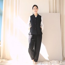 생활한복 개량한복 절복 법복 여성 누빔 패딩 조끼바지 세트