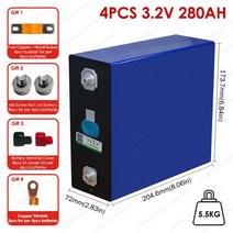 인산철 배터리 밧데리 골프 카트 요트 태양광 저장용 LiFePO4 4S 24V 3, 1.4PCS 3.2V280AH