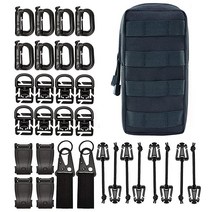 Ismeally 30가지 부착 키트 액세서리 Molle Bag 전술 백팩 조끼 벨트 D링 Grimloc 잠금 기어 클립 웹 도미네이터 탄성 스트링 스트랩 몰리 백 1개 포함 [