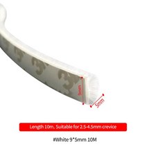 창틀 바람막이5M/10M 브러시 스트립 자체 접착 도어 창 씰링 스트립 홈 도어 창 방음 방풍 스트립 개스킷, 10 02White 5mm 10M