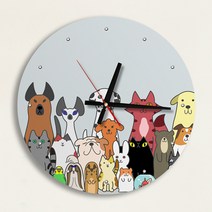 아트박스/꾸밈 pp311-와글와글동물들_인테리어벽시계, 본품