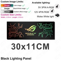 pc케이스 데스크탑본체케이스 diy 조립 PC 미니 미들 타워 컴퓨터케이스 A-RGB 다채로운 RGB AURA SYNC 물 냉각 사용자 정의 모드 조명 패널 케이스 VGA 백플레, 03 Black 30x11cm