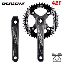 픽시크랭크 자전거 크랭크암 개조 크랭크 GOLDIX-스퀘어 홀 자전거 크랭크 세트 알루미늄 합금 MTB 170/1, 07 Black crank 42T_01 170mm
