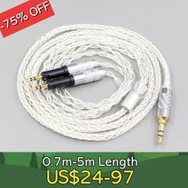 LN007468 4.4mm 6.35mm xlr 2.5mm 8 코어 투명 실버 도금 꼰 이어폰 헤드폰 케이블 오디오 테크니카 ATH-R70X, [06] 3m, [06] 6.5mm plug