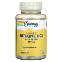 솔라레이 Betaine HCL 펩신 650mg 100베지캡슐, 650 mg, 100 Count