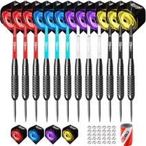 다트 cyeelife 2026g 스틸 팁 다트 세트 전문 12 팩 12 pvc 샤프트 4 색 + 금속 스프링 o 링 + 숫돌 + 12 비행, 20g