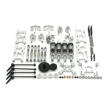 WLtoys RC Car 144001 124019 일반 금속 업그레이드 및 수정 부품 취약한 키트 14 피스 세트, 은