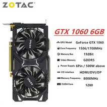 그래픽카드 데스크탑 CPU ZOTAC Raphic 카드 GTX 1060 3GB 5GB 6GB 비디오 GPU, 02 GTX -1060-6GB