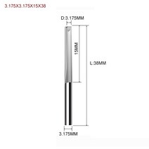 CNC조각기 각인기1개 3.175mm 4mm 6mm 8mm 2 개의 플루트 스트레이트 슬롯 엔드 밀링 커터 목재 CNC 조각, 11 3.175X3.175X15X38