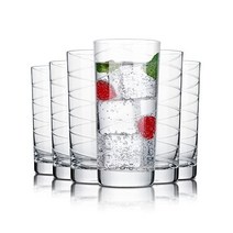 FAIRCRAFT 음료 잔 6개 세트 하이볼 473 2ml(16온스) 프리미엄 붕규산 유리로 제작 경량 텀블러 잔 모든 음료 소다 주스 칵테일용 유리 컵, 6 Count (Pack of 1)
