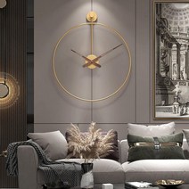 메탈 무브먼트 심플 무소음 거실 인테리어 원형 모던 벽걸이시계, 스페인 골드40cm