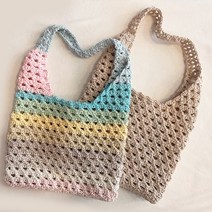 [코바늘DIY] 모아레이스네트백 코바늘가방뜨기 crochet lace netbag, 연그레이